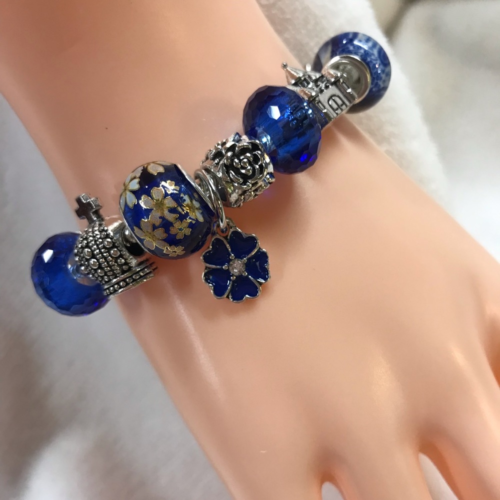 Crystal Bead Slide Charm Bracelet